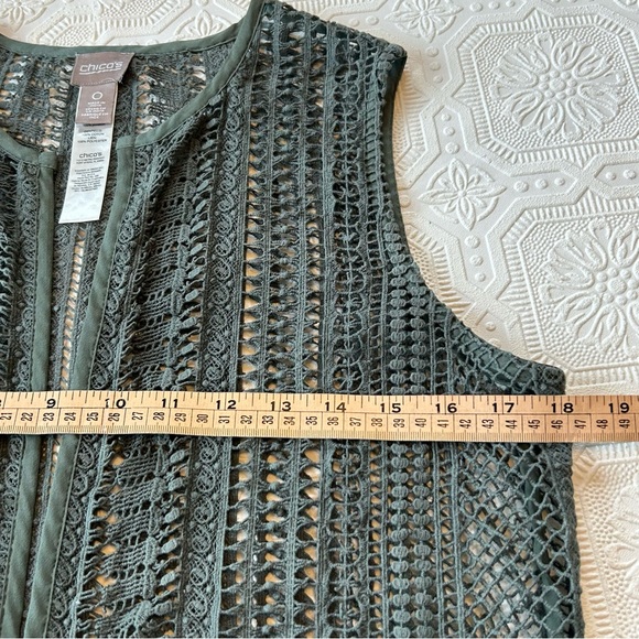 Chico's Lace Novelty Vest Mountain Pine Sz 0 S/4 EUC - Picture 9 of 14
